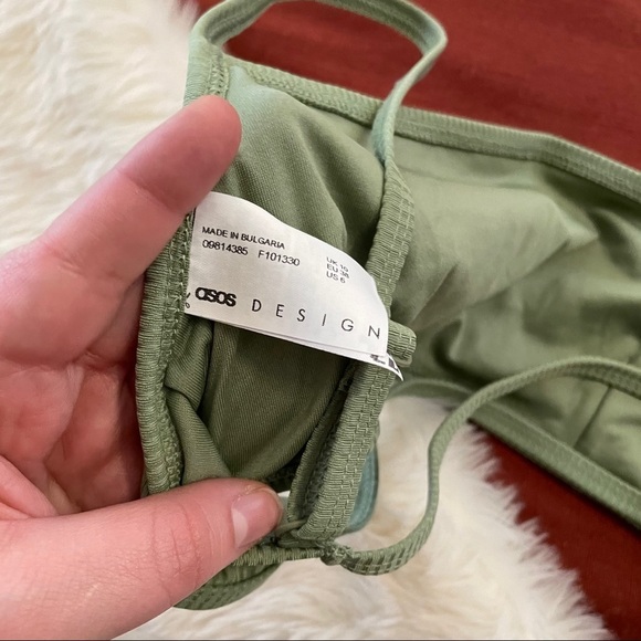 NWOT new without tags ASOS design square bandeau crop bikini top khaki womens  6 - Picture 4 of 4
